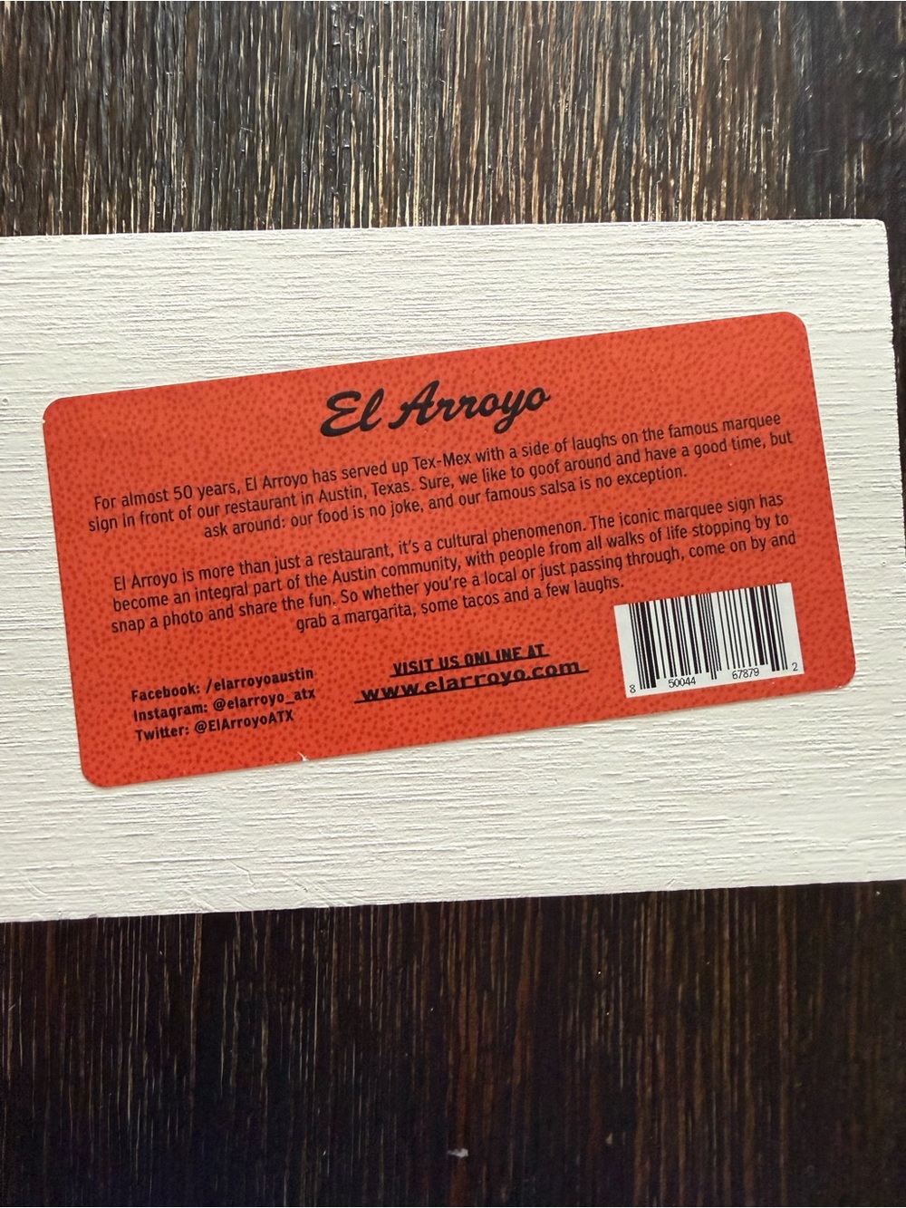 El Arroyo Mini Marquee Sign - White with Black & Burgundy Lettering - Picture 3 of 3